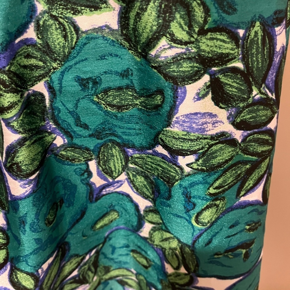 NWT Liz Claiborne Fit & Flare Floral Blue and Green Sleeveless Dress, size 16 - Picture 4 of 9